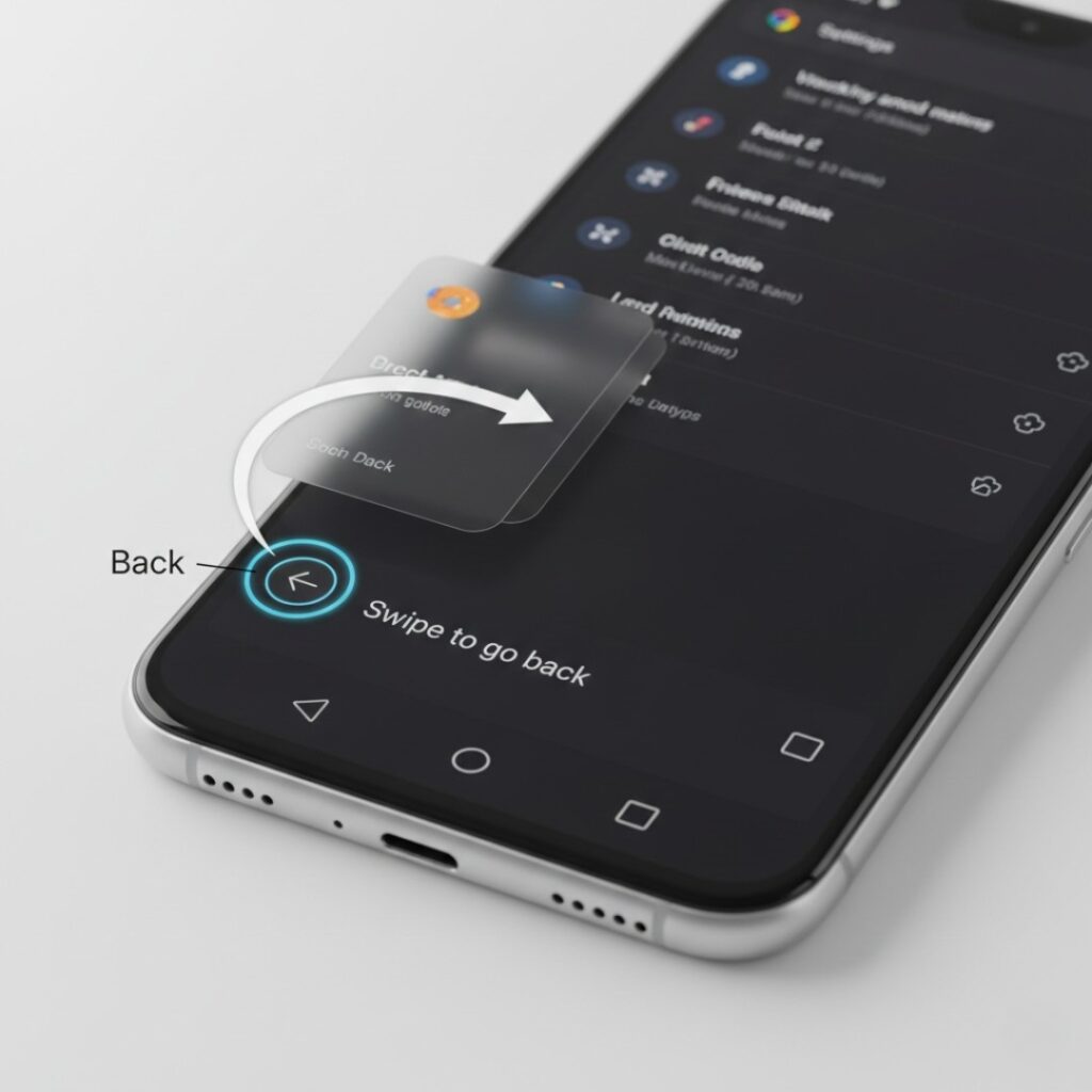 Android back key highlighted on Android