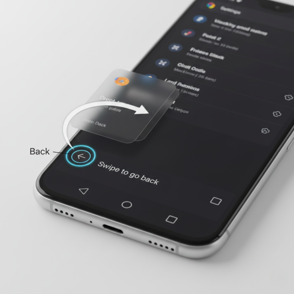 Android back key highlighted on Android