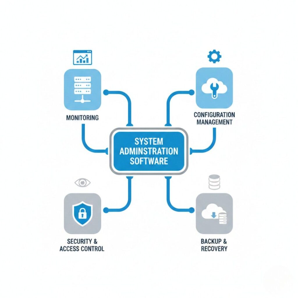 Diagram showing the four pillars of system administration software