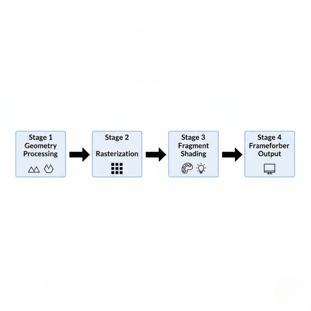 Four-stage graphics synthesizer rendering pipeline diagram