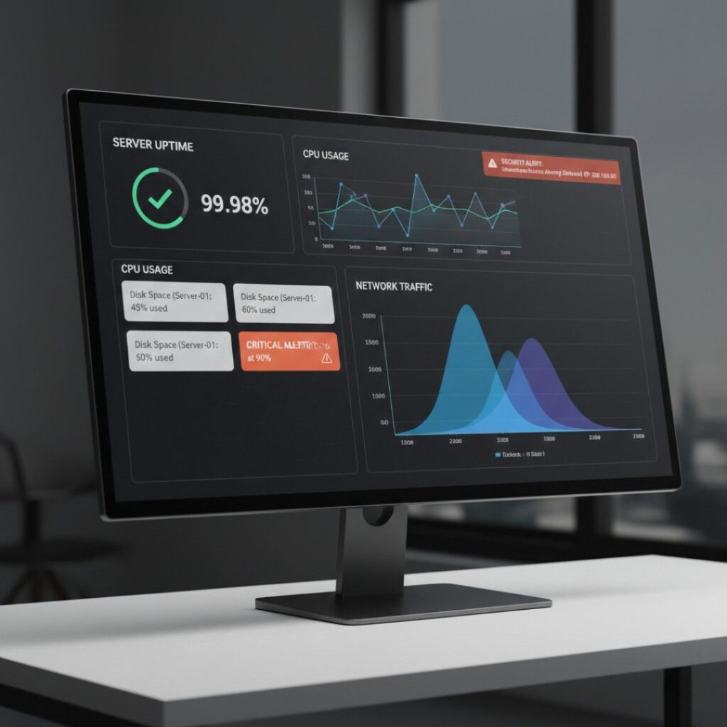 IT monitoring dashboard showing server health metrics