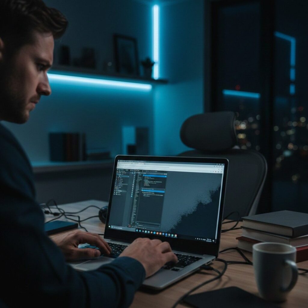 Laptop displaying dark shadow patch in corner