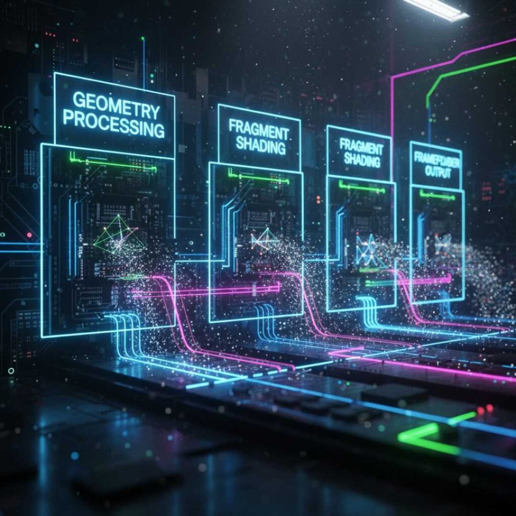 Modern-GPU-graphics-synthesizer-pipeline-visualizing-geometry-processing,-rasterization,-and-shader-execution