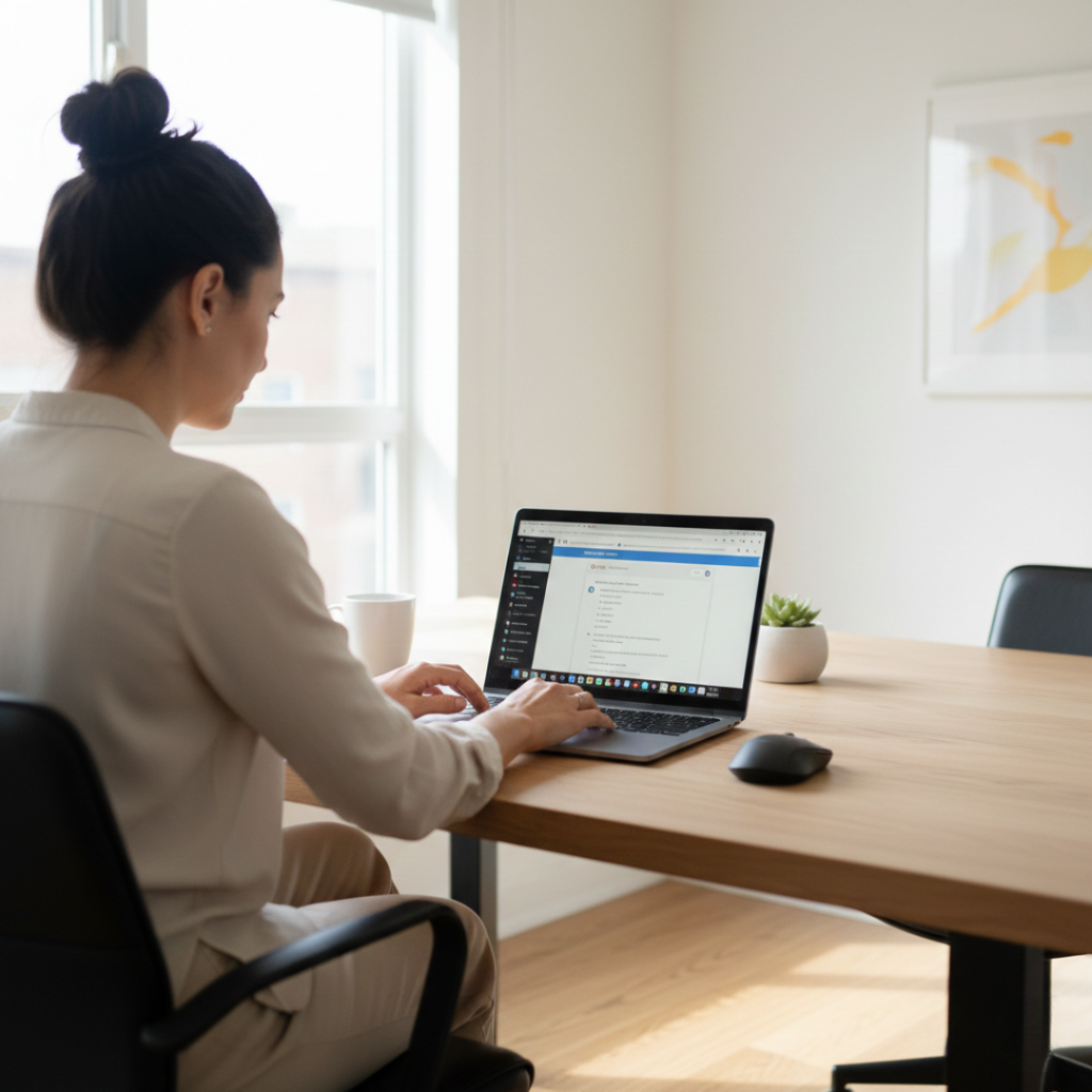 Remote worker using Chromebook with multiple web apps open in browser