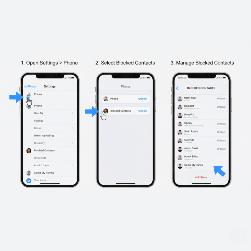 Steps to unblock numbers in iPhone settings