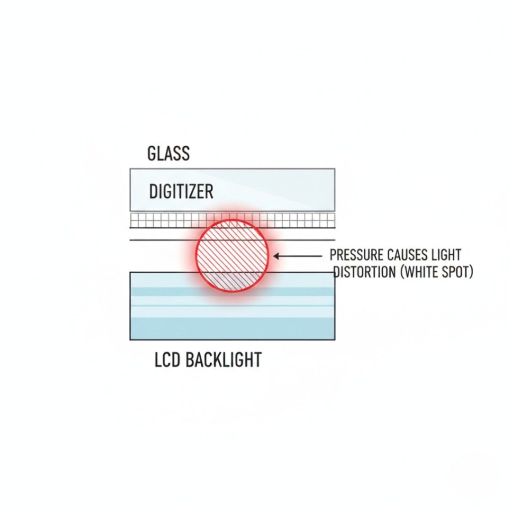 Technical diagram showing pressure damage