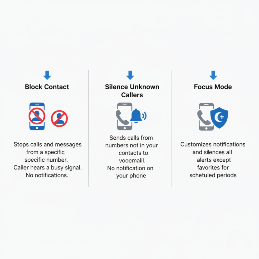blocked calls vs silence unknown callers infographic