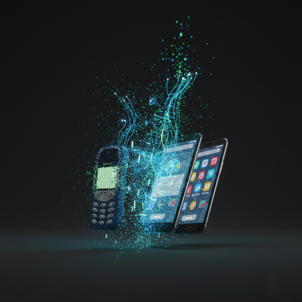 evolution from WAP phones to smartphones concept art