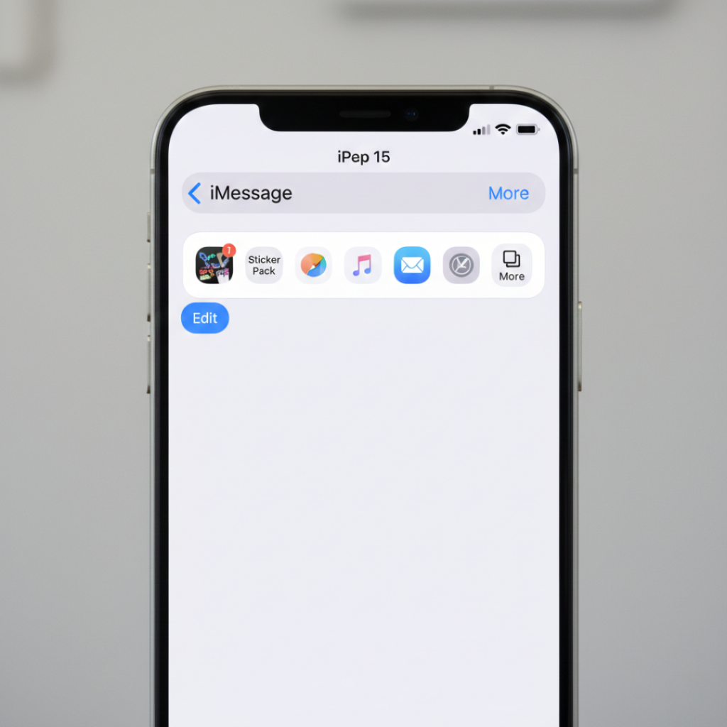 iMessage app drawer in iOS 17 showing sticker pack