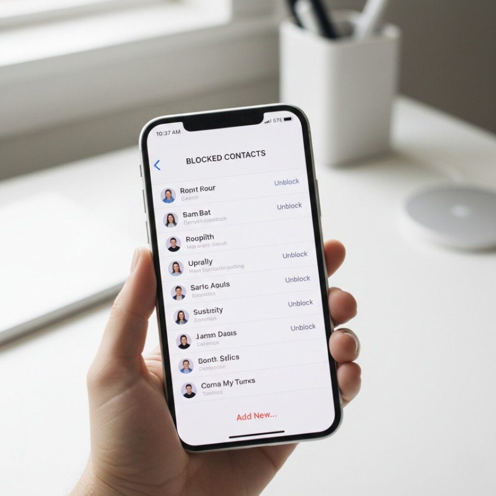 iPhone-blocked-contacts-list-screen-showing-unblock-option