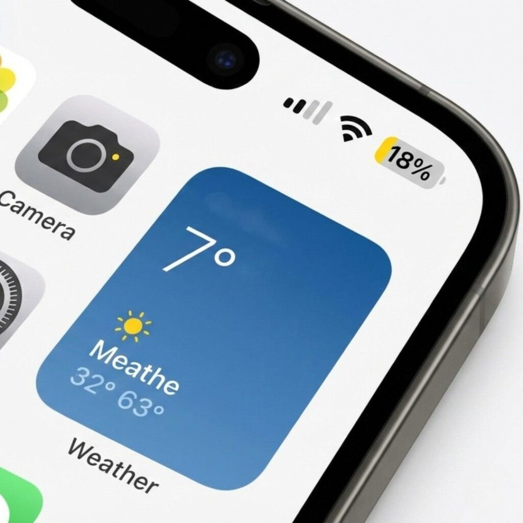 iPhone-screen-showing-yellow-battery-icon-indicating-Low-Power-Mode-enabled