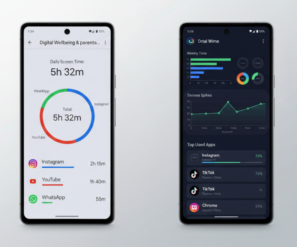 omparison between Android Digital Wellbeing and third party screen time apps