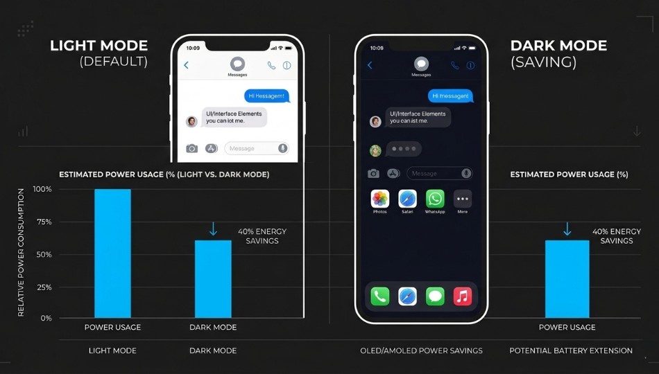 A clean, minimalist data visualization infographic showing two smartphone screens
