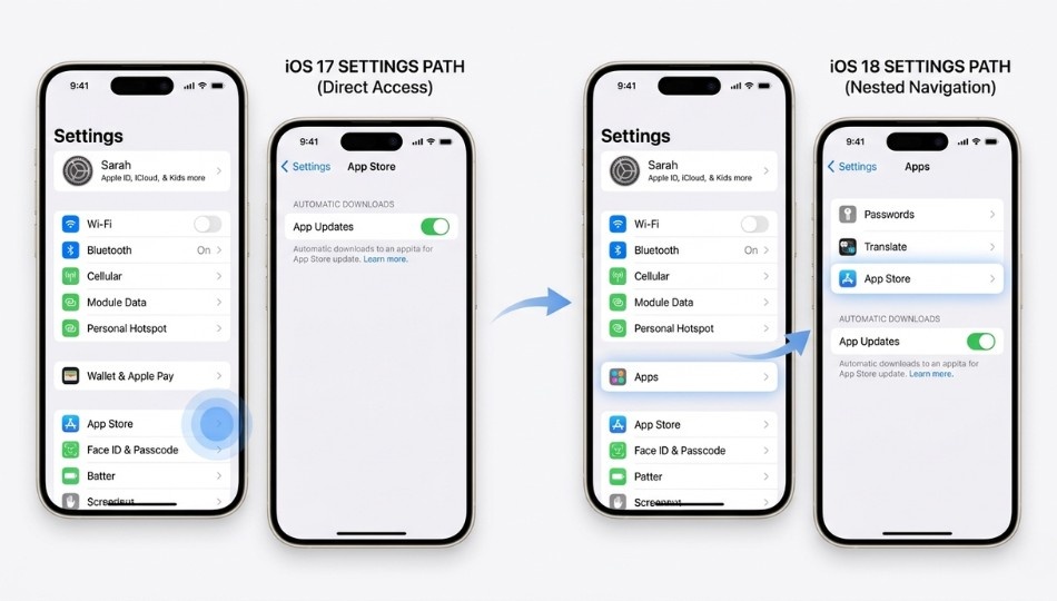 A side-by-side comparison showing two iPhone screens
