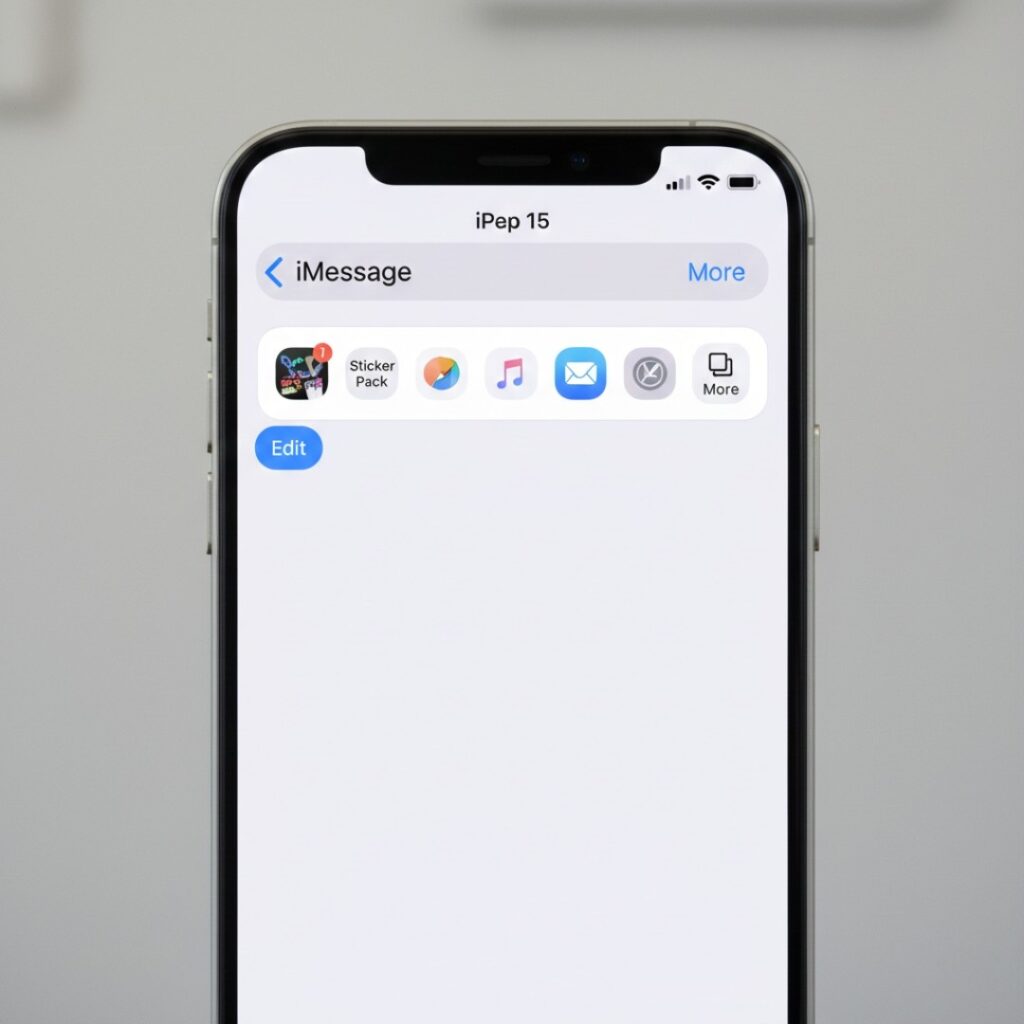 iMessage app drawer in iOS 17 showing sticker pack